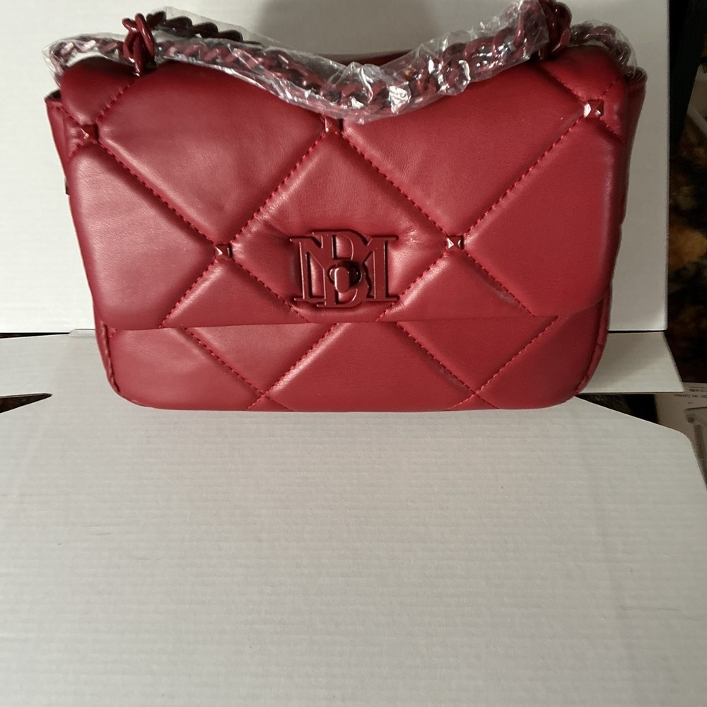 Badgley Mischka Red Quilted Crossbody Bag | Vegan Leather